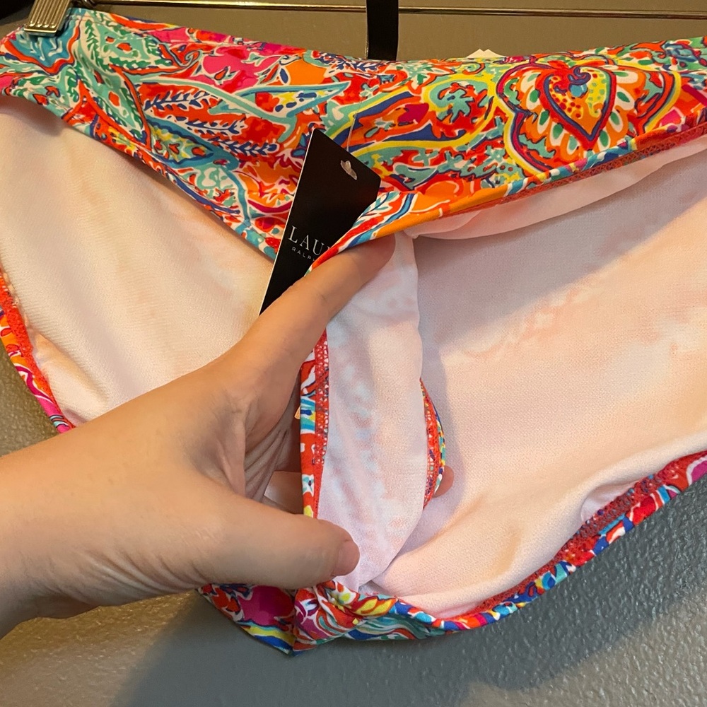 NWT Lauren Ralph Lauren 14 Womens Paisley Orange Women’s Bikini Swim Bottoms $60 - Picture 8 of 12